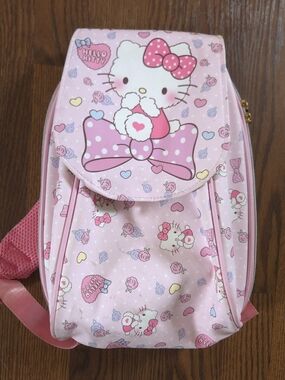 Y2K Hello Kitty Backpack kids size faux leather mini school bag - 9.5x14 inches